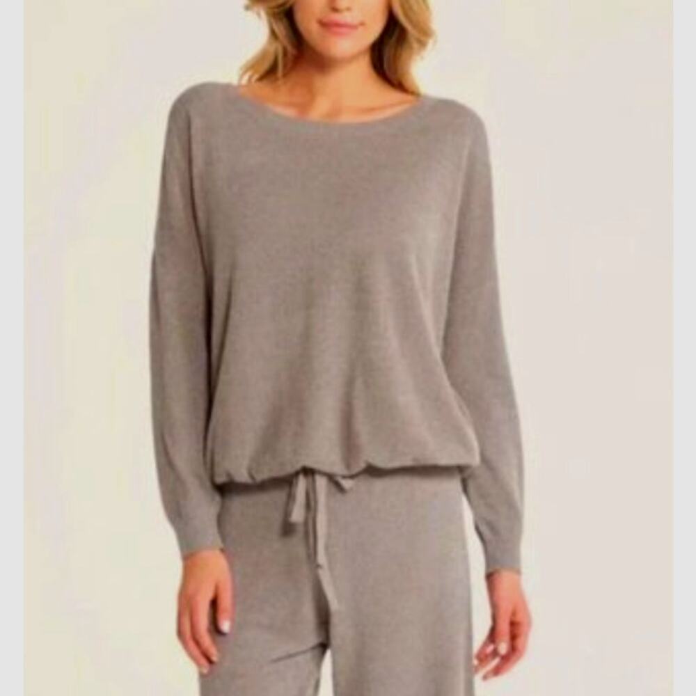 Barefoot Dreams Women's Scoop Neck Cozy Sweater - Taupe Gray
